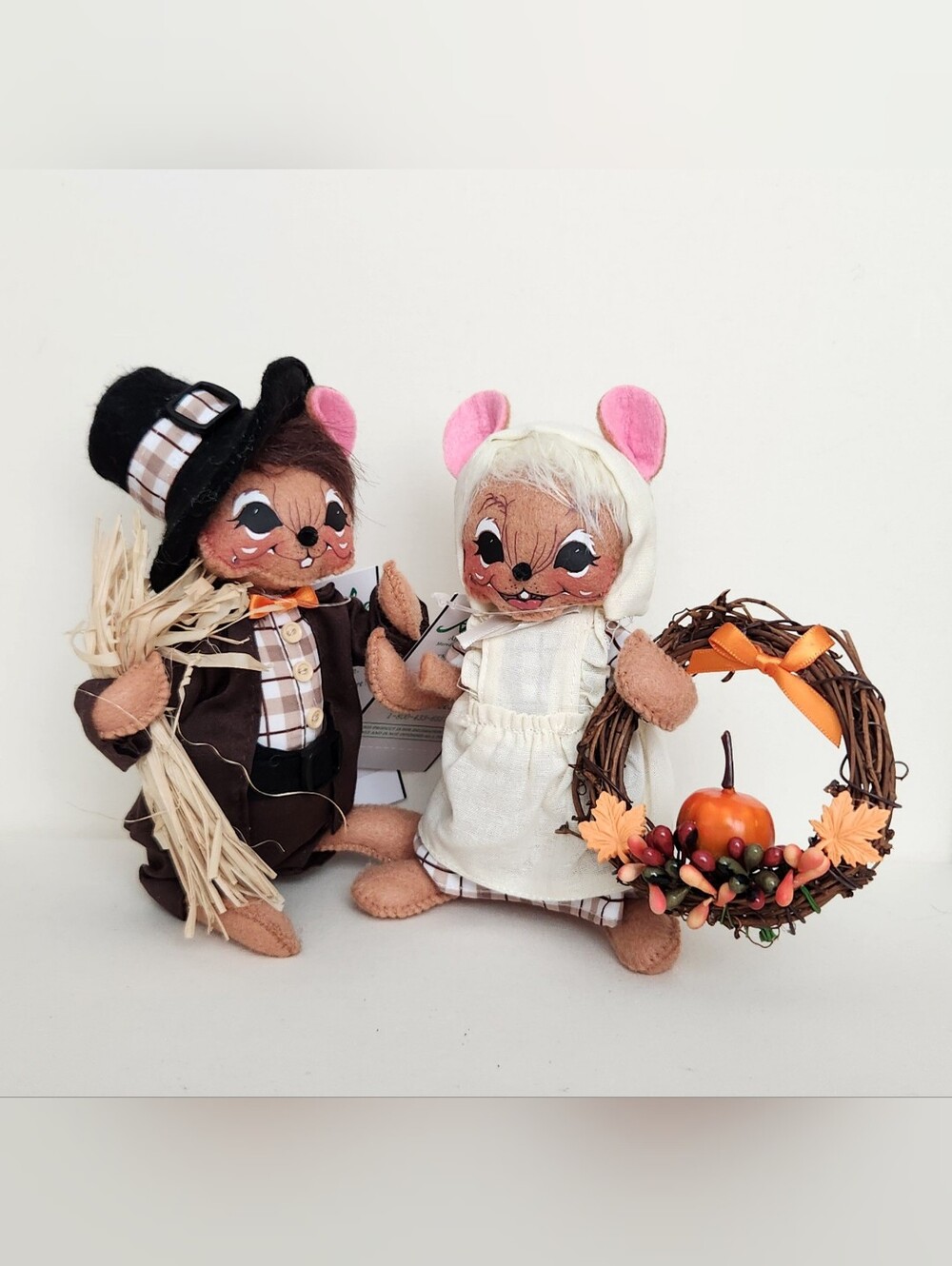 Annalee Thanksgiving Pilgrim 6" Mouse Pair Dolls 2024 Fall Autumn NWT New
